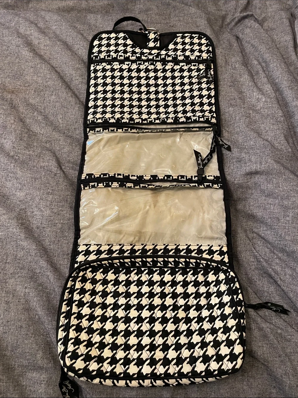 VERA BRADLEY Hanging Organizer Travel Toiletry Bag Black + White | GUC